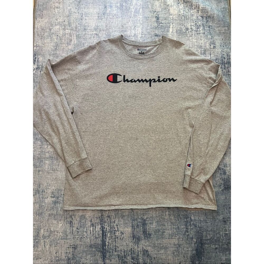 Champion Authentic Athleticwear Heathered Gray Long Sleeve Tee Men's 2XL
